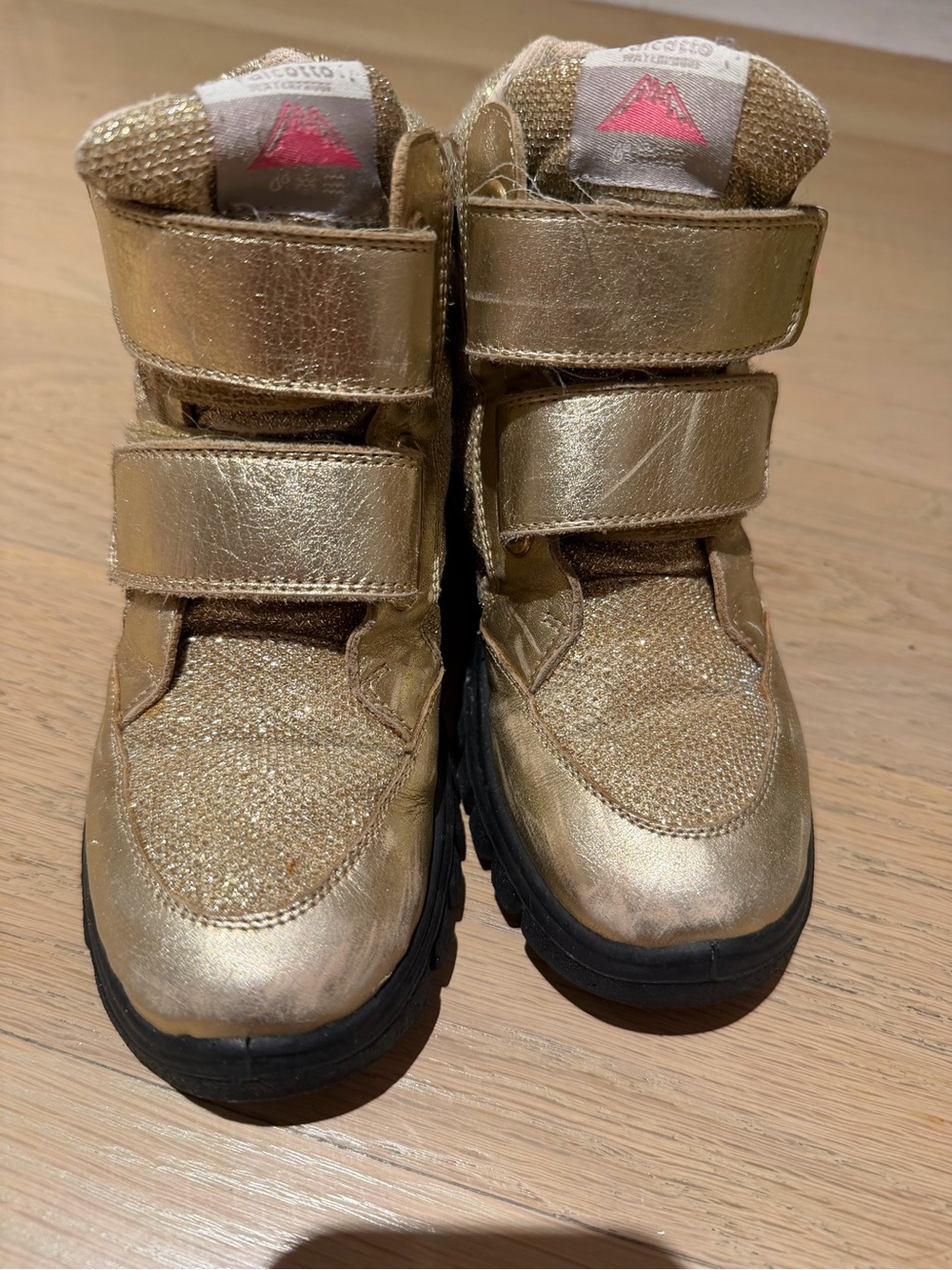Angulus Metallic Gold Kids Hook-and-Loop Boots